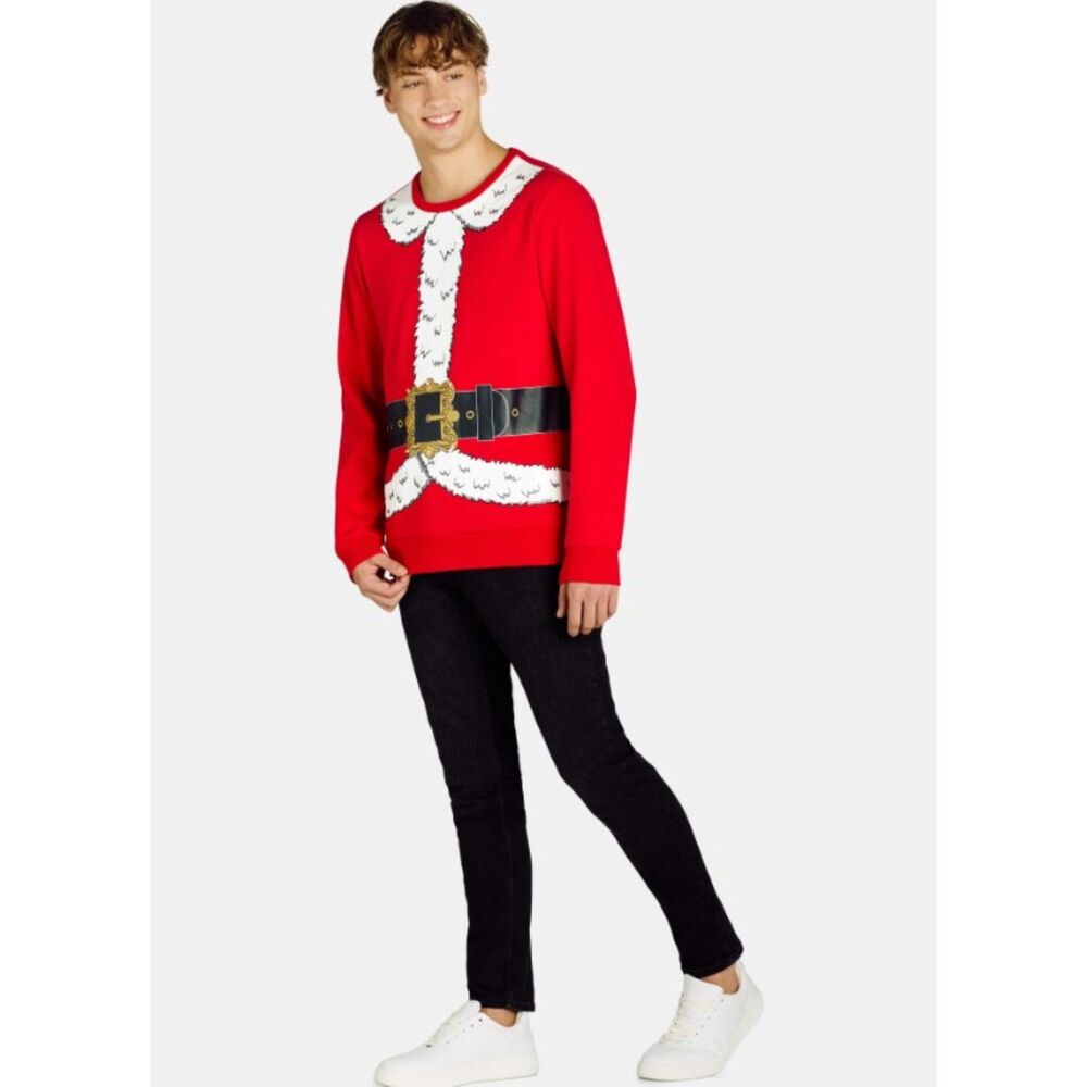 NEW NWT Mens Sz Medium Casual Wear SANTA Christmas Holiday LIGHT UP Sweatshirt